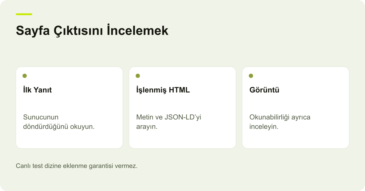Google İşlenmiş HTML’de Görünmeyen İçerik ve JSON-LD konusunda kayıt, kapsam ve sonuç ilişkisini açıklayan AdPix şeması.