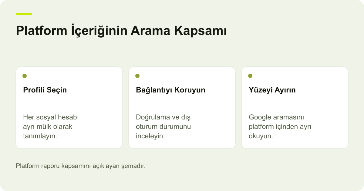 Google Search Console Platform Mülkünde Trafik Kapsamı konusunda kapsam ve kontrol adımlarını açıklayan şema.