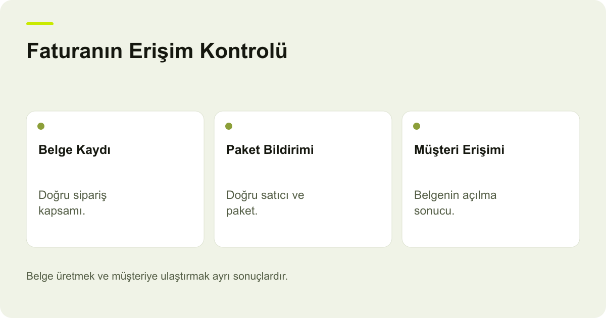 Faturanın Erişim Kontrolü: Belge Kaydı, Paket Bildirimi, Müşteri Erişimi
