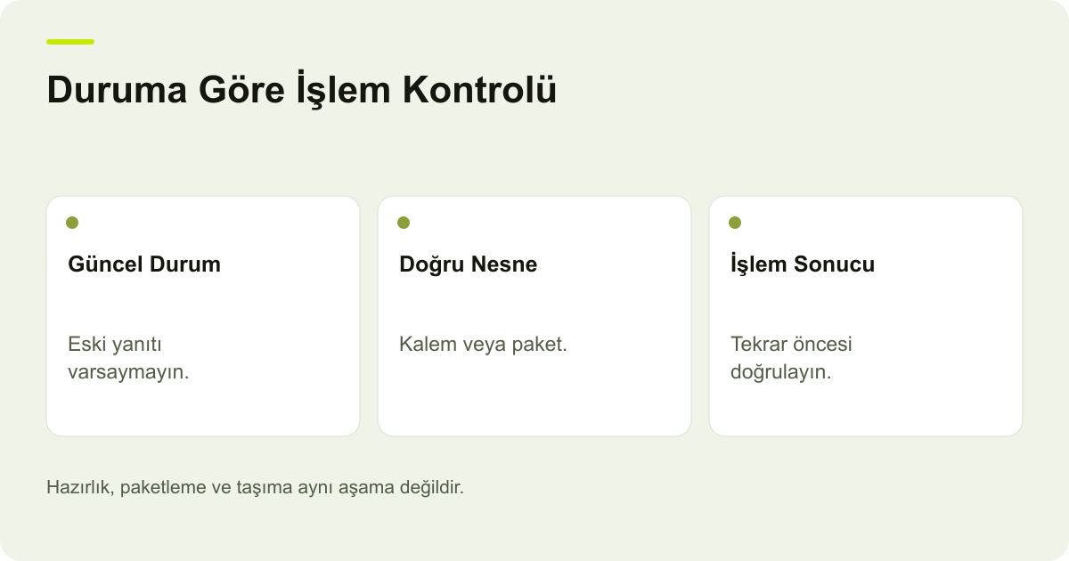 Duruma Göre İşlem Kontrolü: Güncel Durum, Doğru Nesne, İşlem Sonucu