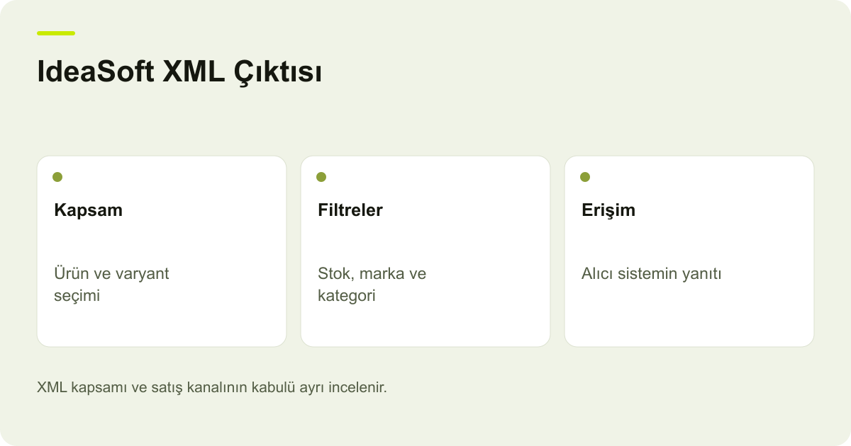 IdeaSoft XML Çıktısı: Eksik Ürün ve Varyant Kontrolü: Kapsam, Filtreler, Erişim