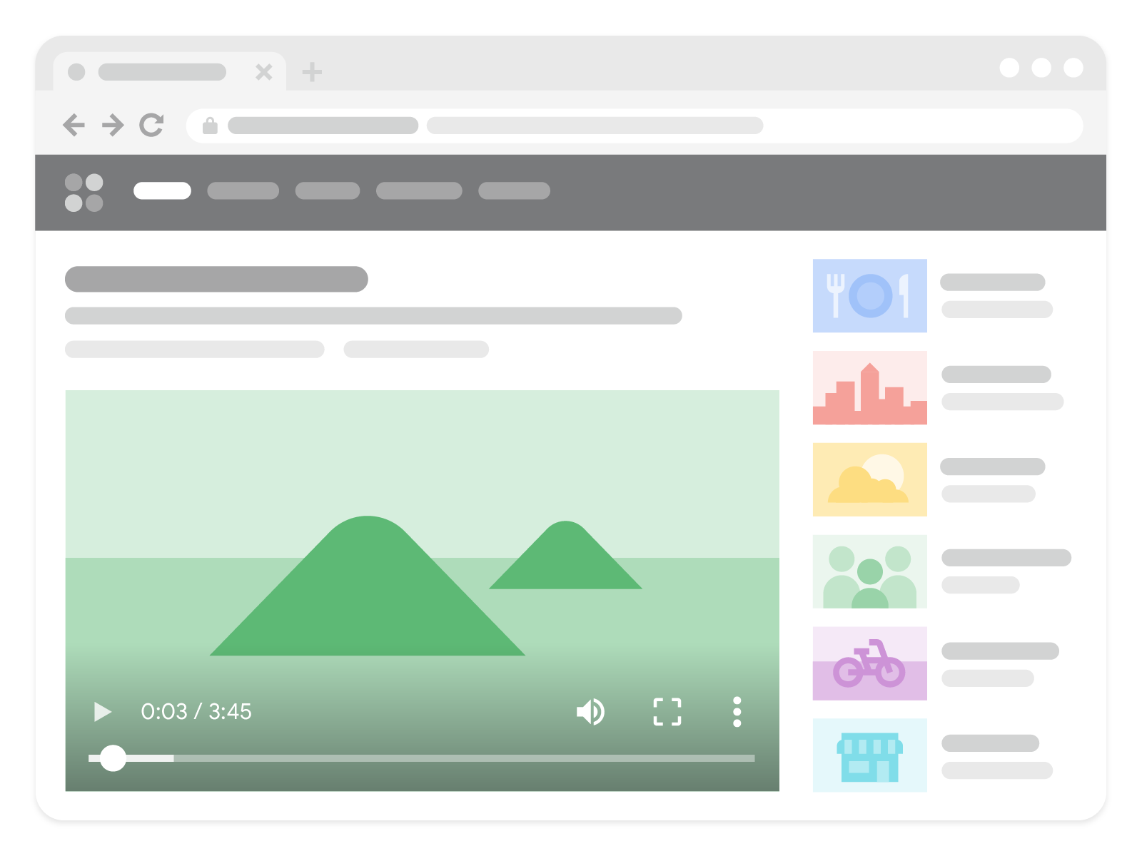 Google video belgesinde tek bir videonun sayfanın ana içeriği olarak gösterildiği izleme sayfası örneği.