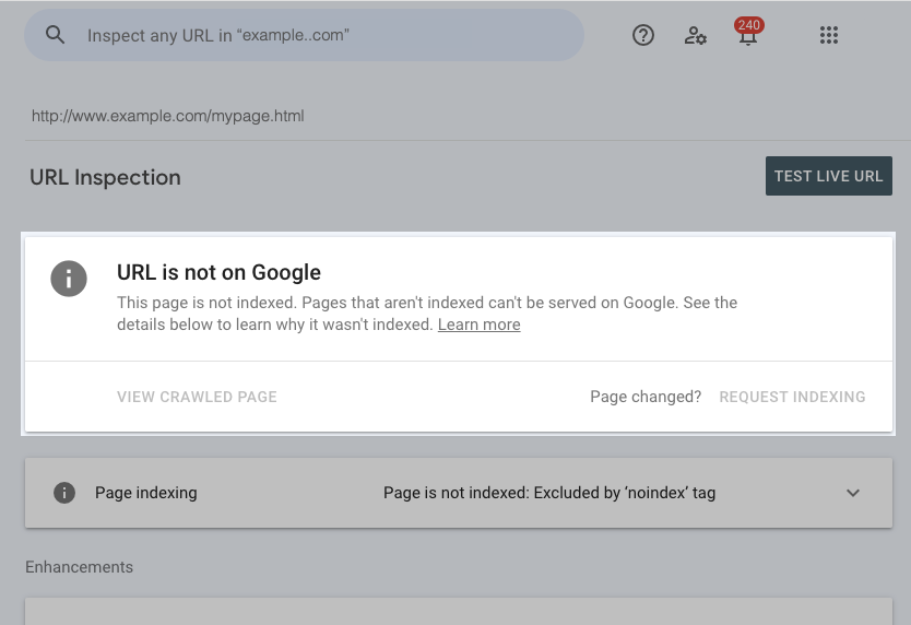 Google Search Console: Search Console URL Denetimi
