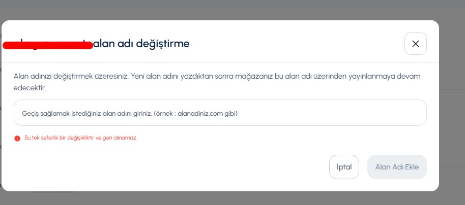 Alan Adı Değiştirme Alanı:  ticimax yardım belgesindeki ekran.