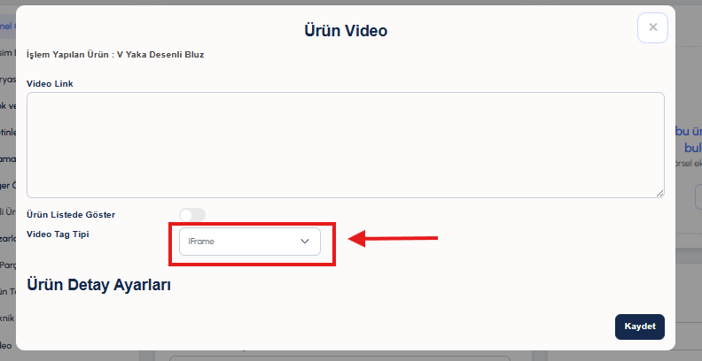 Ticimax Destek Alanı: Ticimax Video Tag Tipi Seçimi