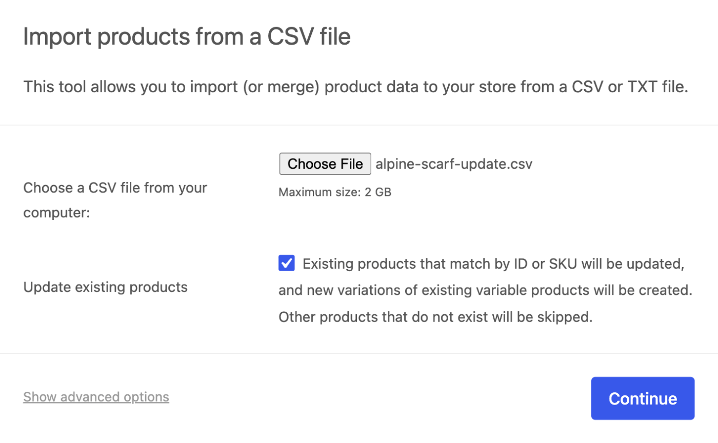 WooCommerce Dokümantasyonu: CSV Aktarımında Mevcut Ürünleri Güncelleme