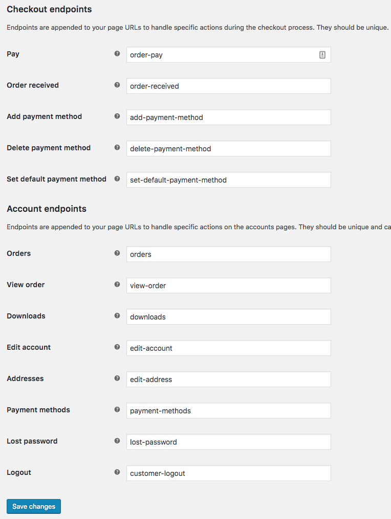 WooCommerce hesap uç noktalarında sipariş, adres ve parola alanları