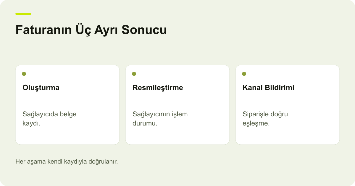 Faturanın Üç Ayrı Sonucu: Oluşturma, Resmileştirme, Kanal Bildirimi