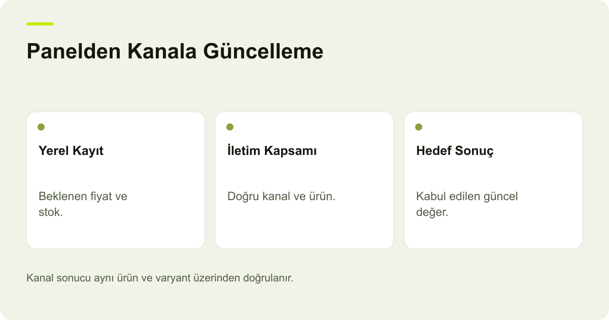 Panelden Kanala Güncelleme: Yerel Kayıt, İletim Kapsamı, Hedef Sonuç