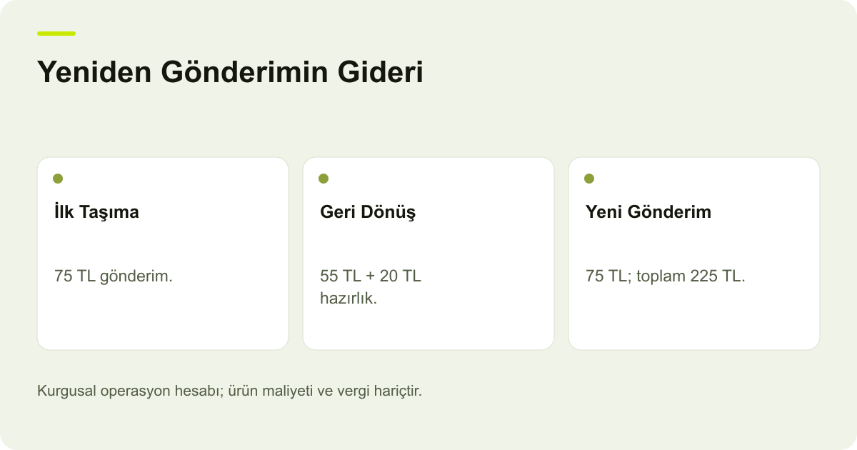 Yeniden Gönderimin Gideri: İlk Taşıma, Geri Dönüş, Yeni Gönderim