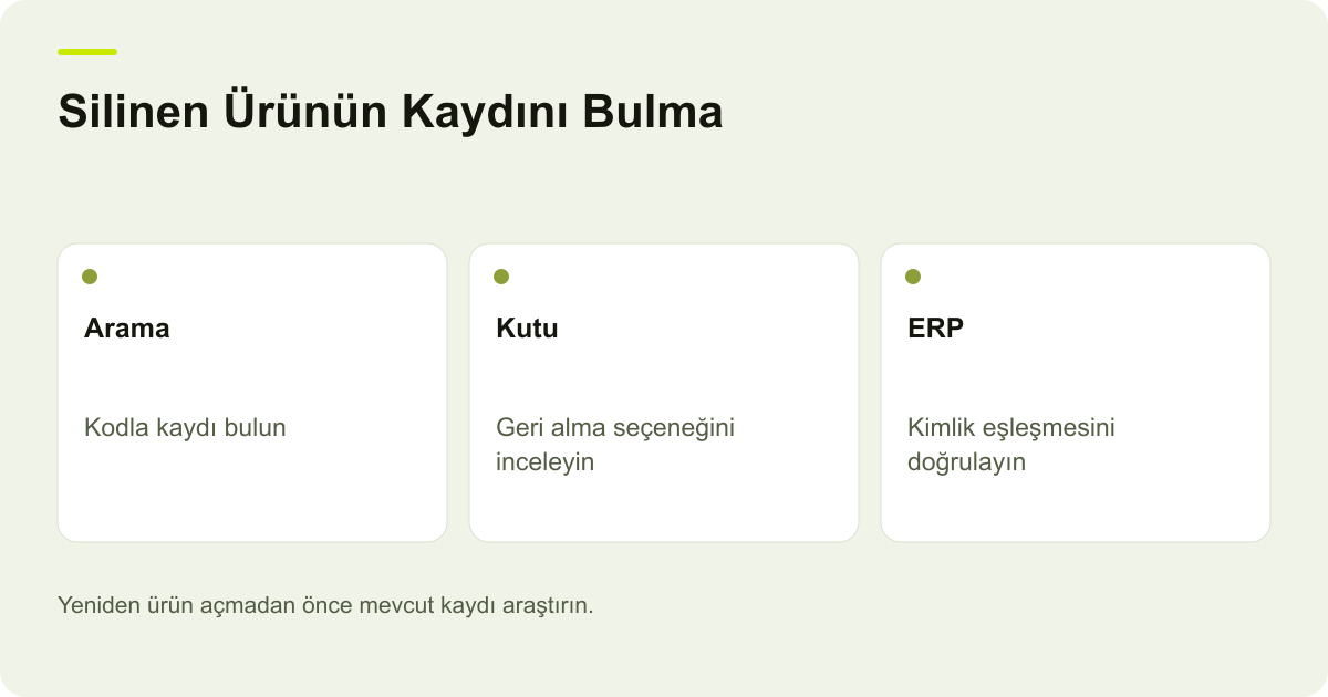 Ticimax Silinen Ürünler: Geri Alma ve ERP Aktarım Sorunları: Arama, Kutu, ERP