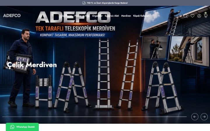 Adefco web sitesinin ana sayfa görünümü