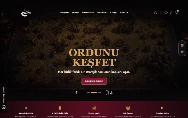 Buzipa Games web sitesinin ana sayfa görünümü