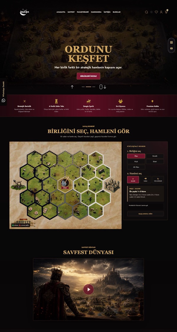 Buzipa Games web sitesinin ana sayfa görünümü