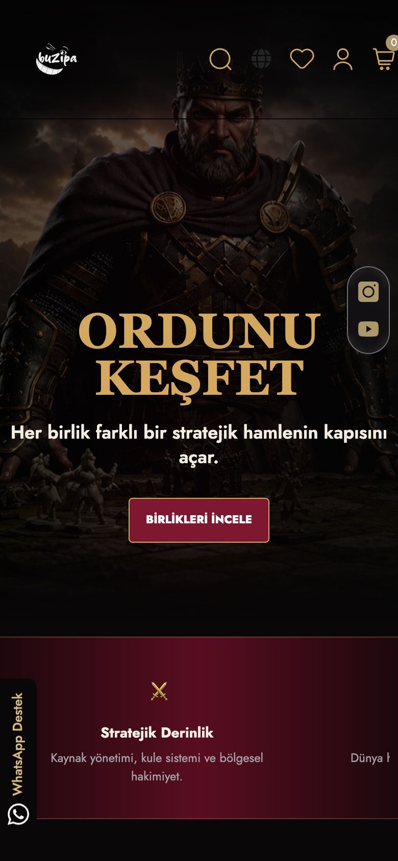 Buzipa Games web sitesinin telefondaki görünümü