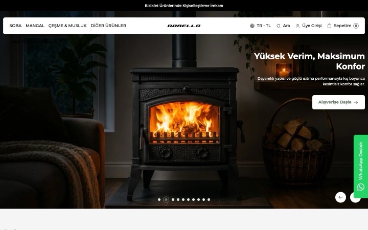 Dorello web sitesinin ana sayfa görünümü