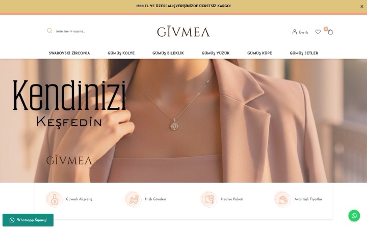 Givmea web sitesinin ana sayfa görünümü