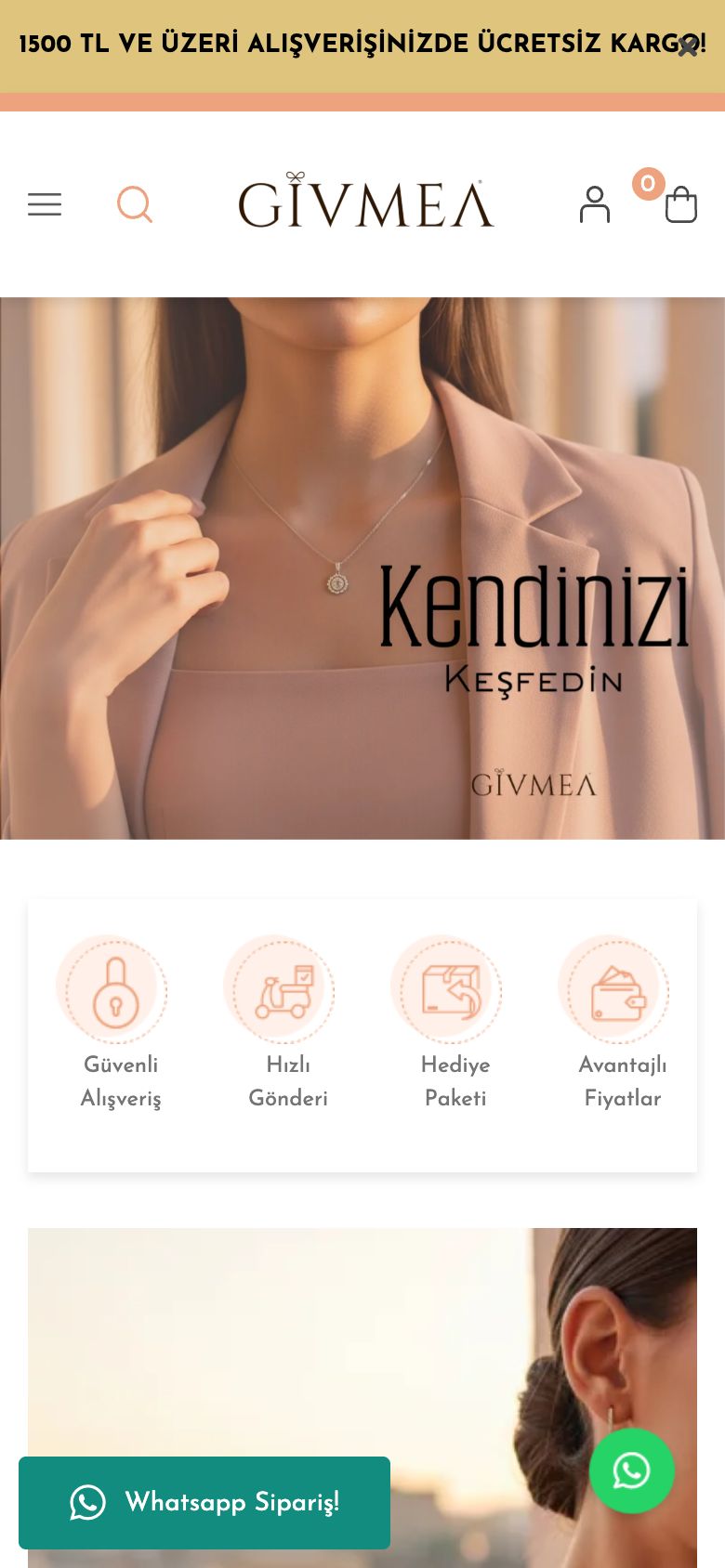 Givmea web sitesinin telefondaki görünümü