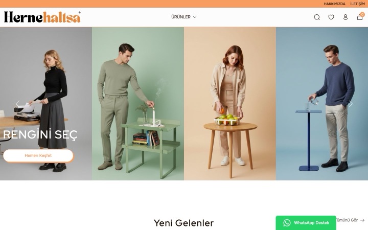 Hernehaltsa web sitesinin ana sayfa görünümü
