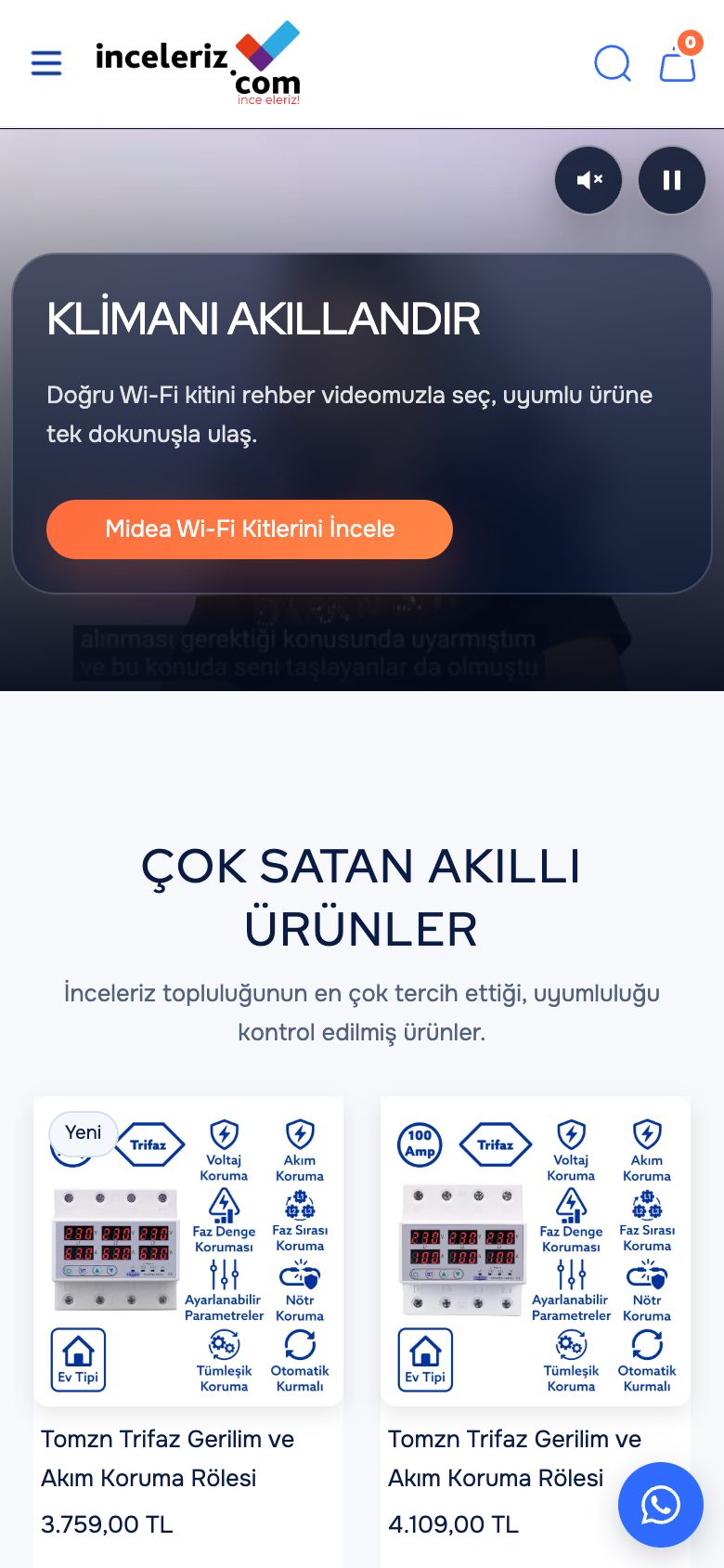 İnceleriz Store web sitesinin telefondaki görünümü