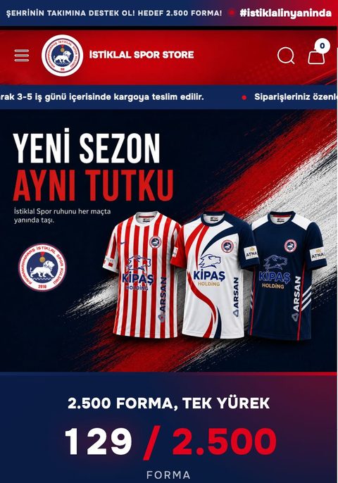 İstiklal Spor Store e-ticaret sitesinin telefon görünümü