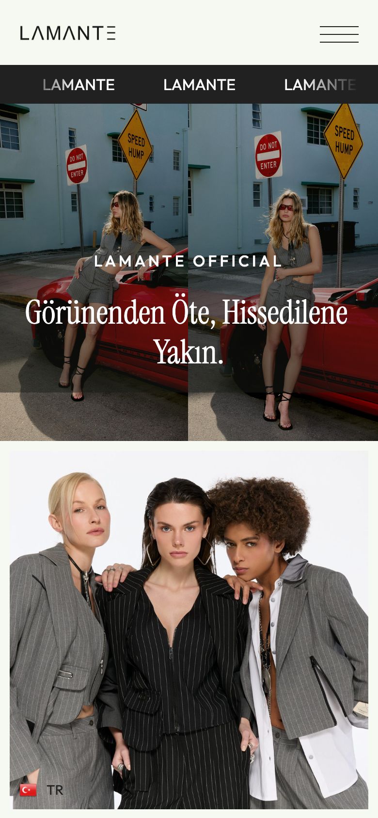 Lamante web sitesinin telefondaki görünümü