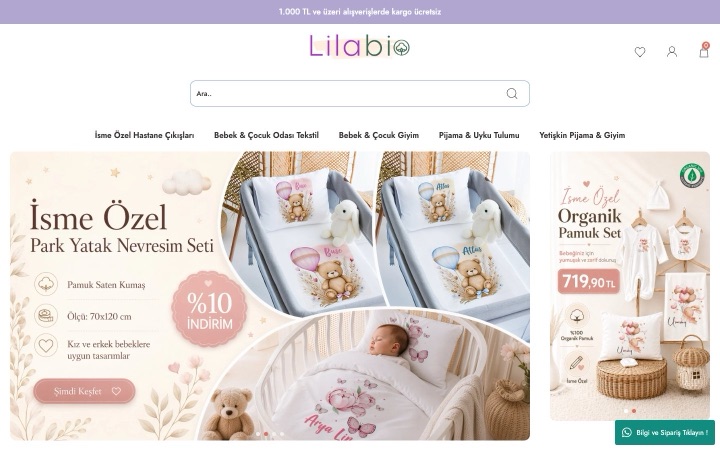 Lilabio web sitesinin ana sayfa görünümü