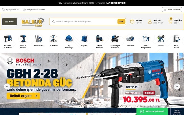 Nalburadam web sitesinin ana sayfa görünümü