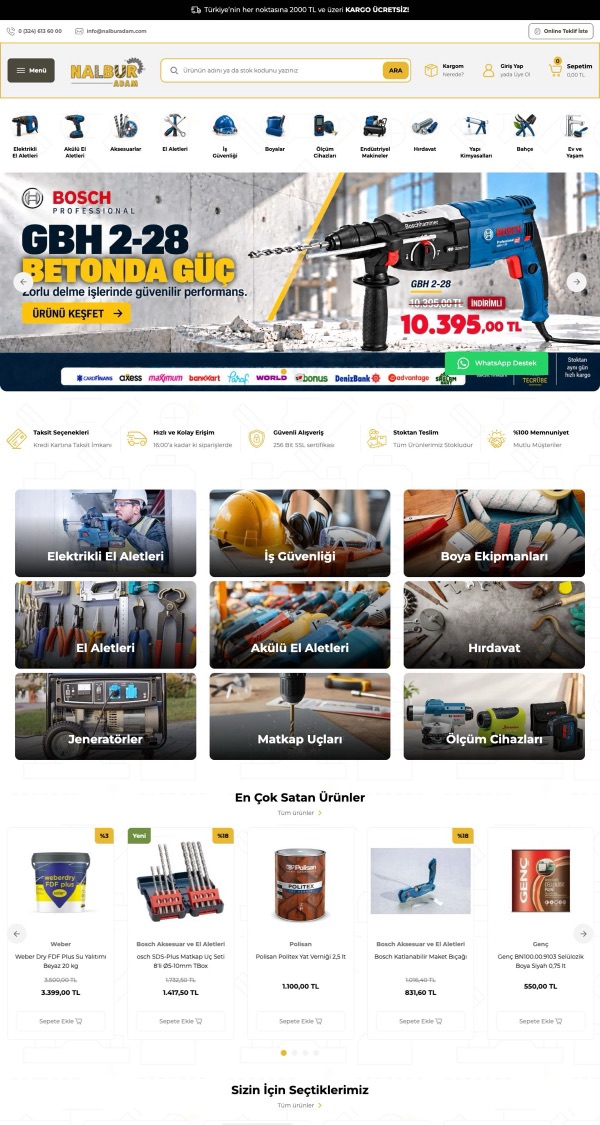 Nalburadam web sitesinin ana sayfa görünümü