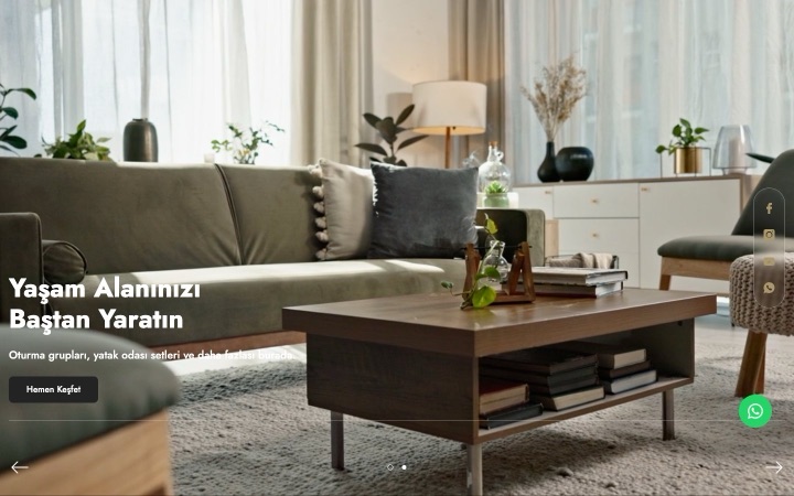 ShowMebel web sitesinin ana sayfa görünümü