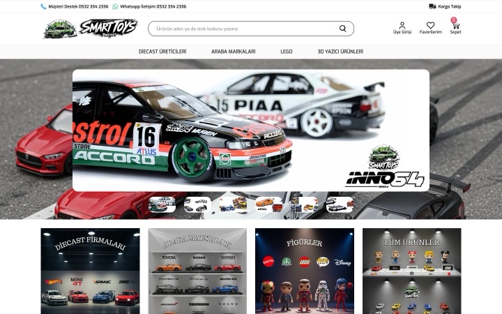 Smarttoys web sitesinin ana sayfa görünümü