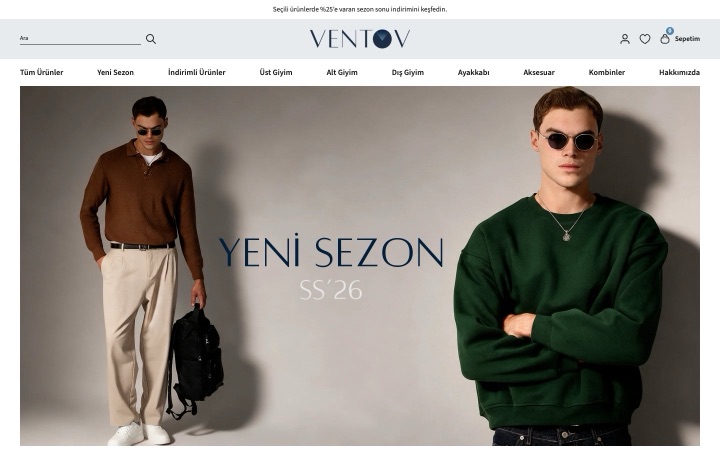 Ventov web sitesinin ana sayfa görünümü