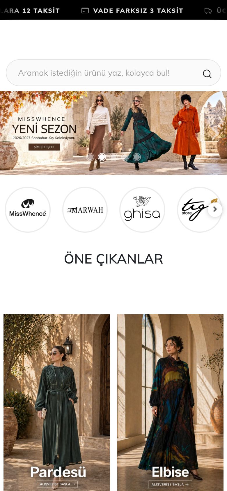 Wom Boutique web sitesinin telefondaki görünümü