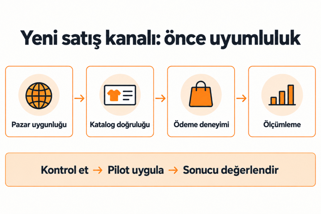 Shopify AI kanalları için pazar, katalog, ödeme ve ölçümleme kontrolleri